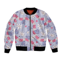 Hawaii Anthurium Tiare Pikake Lei Bomber Jacket Poni Lauhala Art Pattern