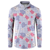 Hawaii Anthurium Tiare Pikake Lei Button Sweatshirt Poni Lauhala Art Pattern