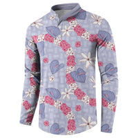 Hawaii Anthurium Tiare Pikake Lei Button Sweatshirt Poni Lauhala Art Pattern
