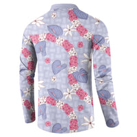 Hawaii Anthurium Tiare Pikake Lei Button Sweatshirt Poni Lauhala Art Pattern
