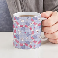 Hawaii Anthurium Tiare Pikake Lei Ceramic Mug Poni Lauhala Art Pattern
