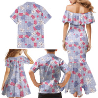 Hawaii Anthurium Tiare Pikake Lei Family Matching Mermaid Dress and Hawaiian Shirt Poni Lauhala Art Pattern