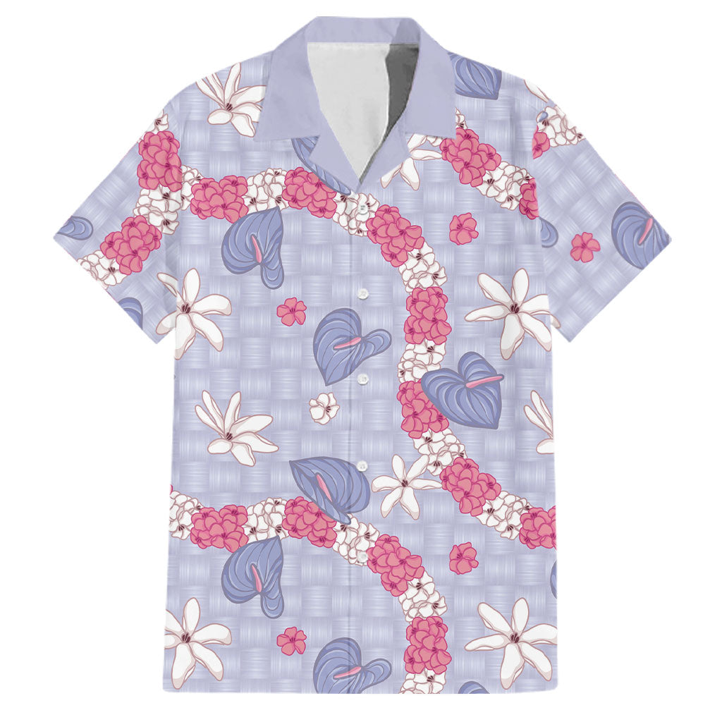 Hawaii Anthurium Tiare Pikake Lei Family Matching Short Sleeve Bodycon Dress and Hawaiian Shirt Poni Lauhala Art Pattern