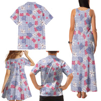 Hawaii Anthurium Tiare Pikake Lei Family Matching Tank Maxi Dress and Hawaiian Shirt Poni Lauhala Art Pattern