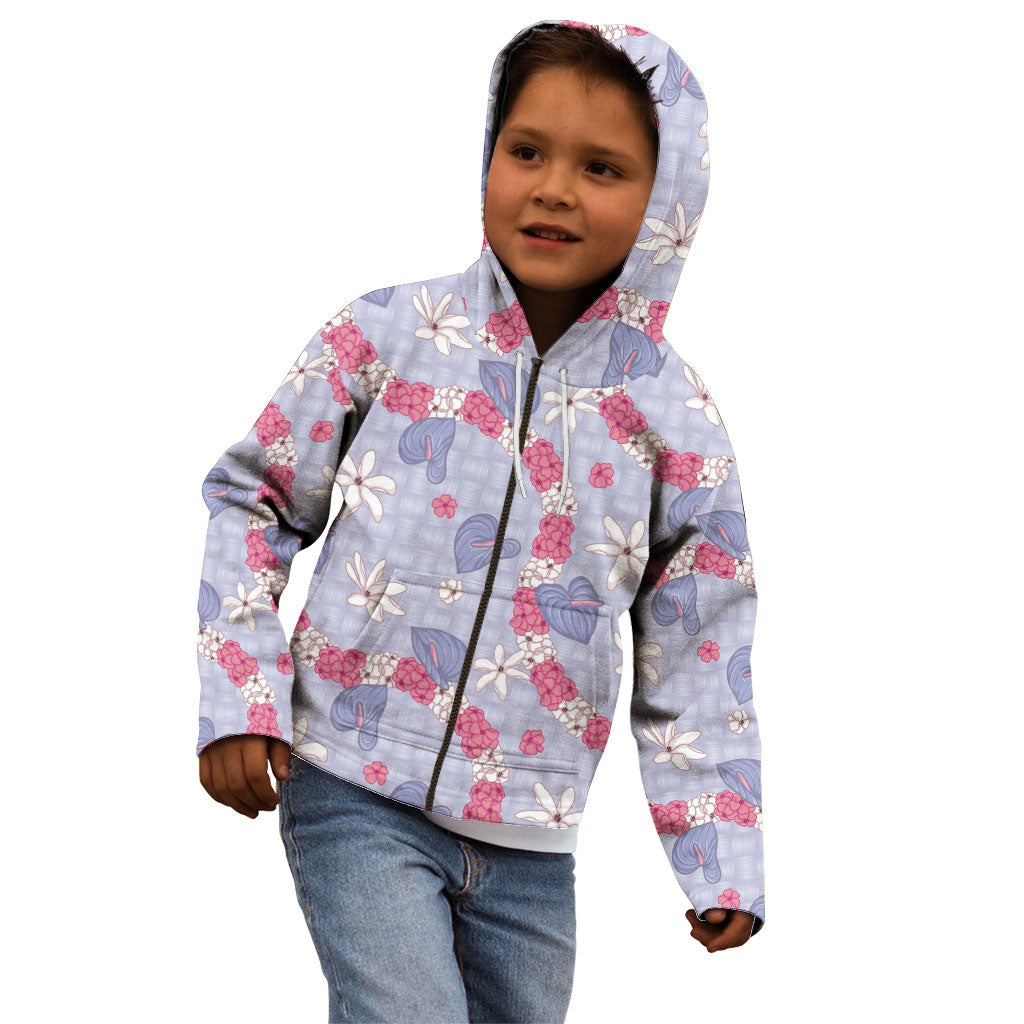Hawaii Anthurium Tiare Pikake Lei Kid Hoodie Poni Lauhala Art Pattern