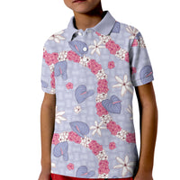Hawaii Anthurium Tiare Pikake Lei Kid Polo Shirt Poni Lauhala Art Pattern LT01 Kid Purple - Polynesian Pride