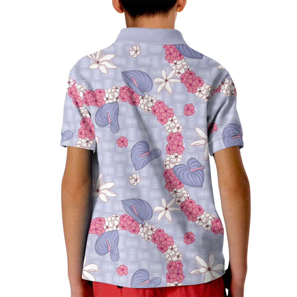 Hawaii Anthurium Tiare Pikake Lei Kid Polo Shirt Poni Lauhala Art Pattern LT01 - Polynesian Pride