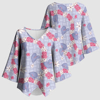 Hawaii Anthurium Tiare Pikake Lei Kimono Sleeve Blouse Poni Lauhala Art Pattern