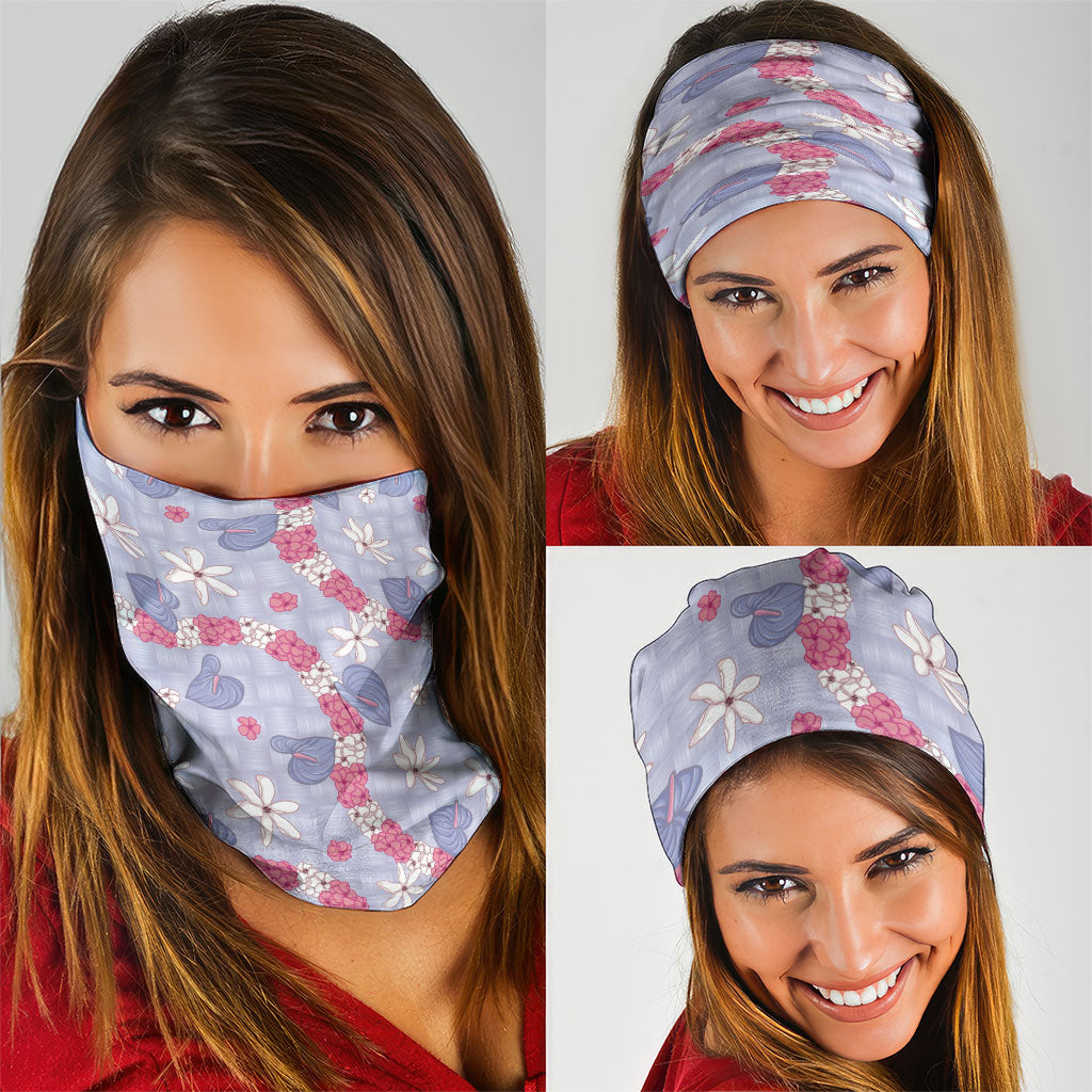Hawaii Anthurium Tiare Pikake Lei Neck Gaiter Poni Lauhala Art Pattern