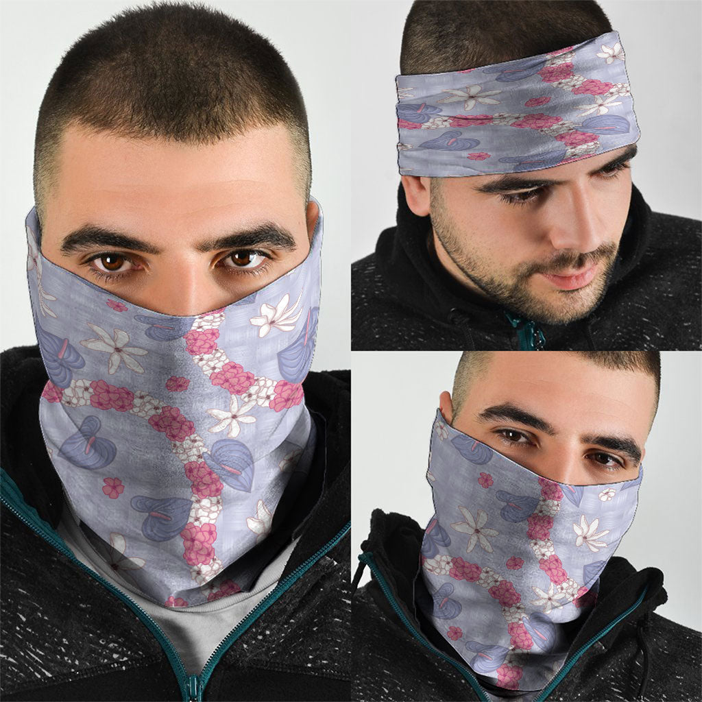 Hawaii Anthurium Tiare Pikake Lei Neck Gaiter Poni Lauhala Art Pattern