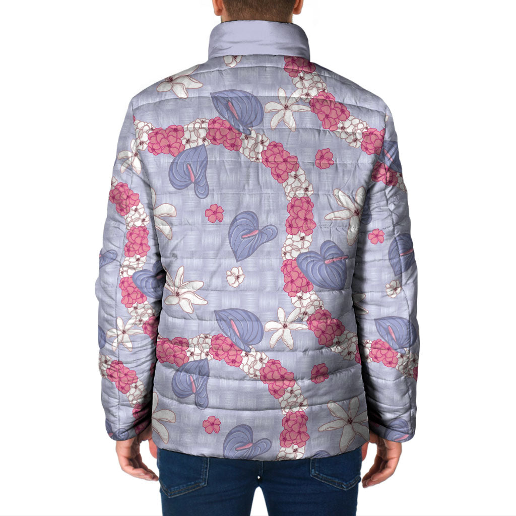 Hawaii Anthurium Tiare Pikake Lei Padded Jacket Poni Lauhala Art Pattern LT01 - Polynesian Pride