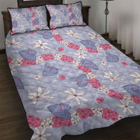 Hawaii Anthurium Tiare Pikake Lei Quilt Bed Set Poni Lauhala Art Pattern