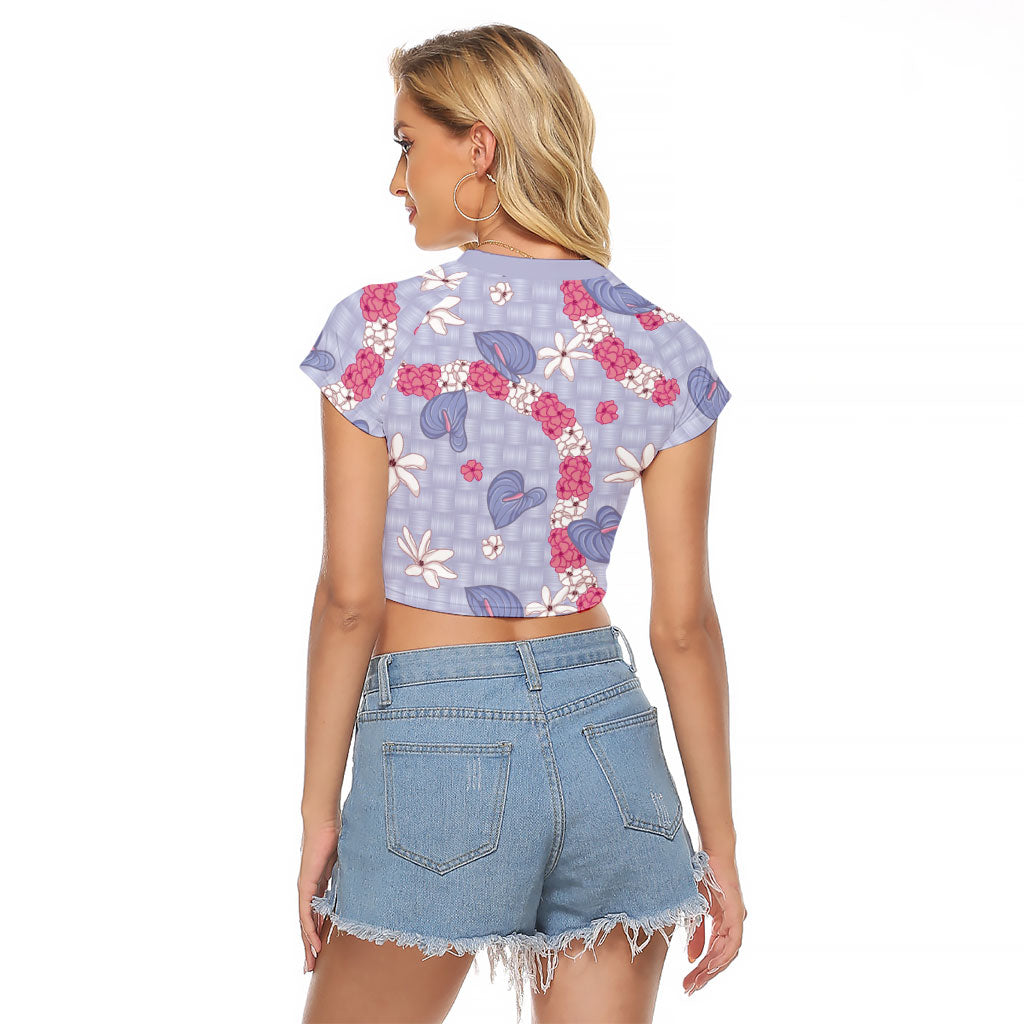 Hawaii Anthurium Tiare Pikake Lei Raglan Cropped T Shirt Poni Lauhala Art Pattern