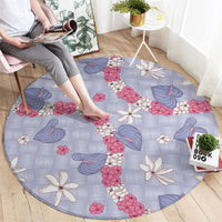Hawaii Anthurium Tiare Pikake Lei Round Carpet Poni Lauhala Art Pattern