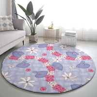 Hawaii Anthurium Tiare Pikake Lei Round Carpet Poni Lauhala Art Pattern
