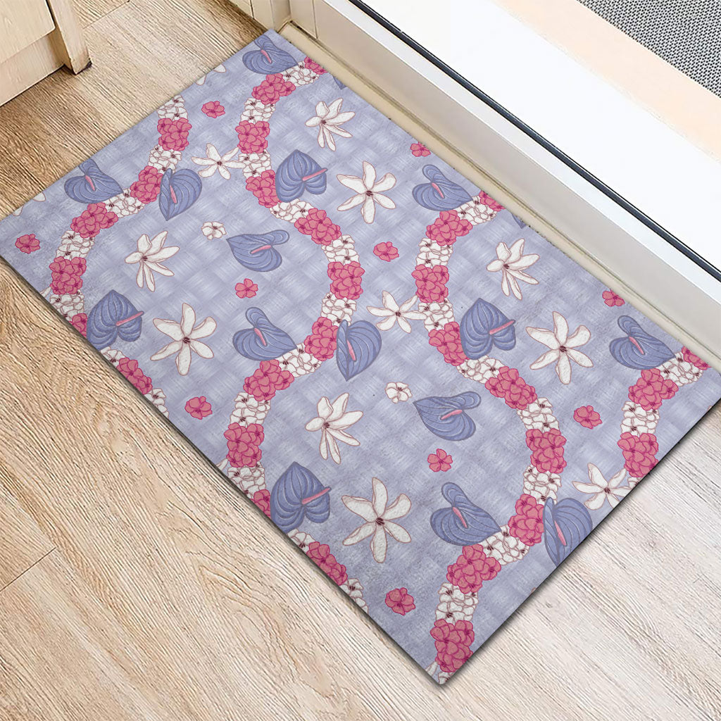 Hawaii Anthurium Tiare Pikake Lei Rubber Doormat Poni Lauhala Art Pattern LT01 - Polynesian Pride
