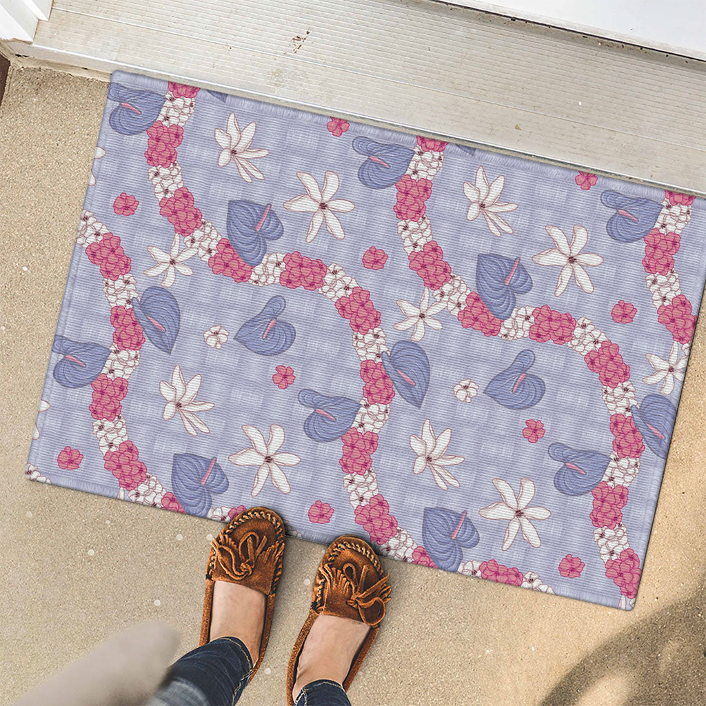 Hawaii Anthurium Tiare Pikake Lei Rubber Doormat Poni Lauhala Art Pattern LT01 - Polynesian Pride