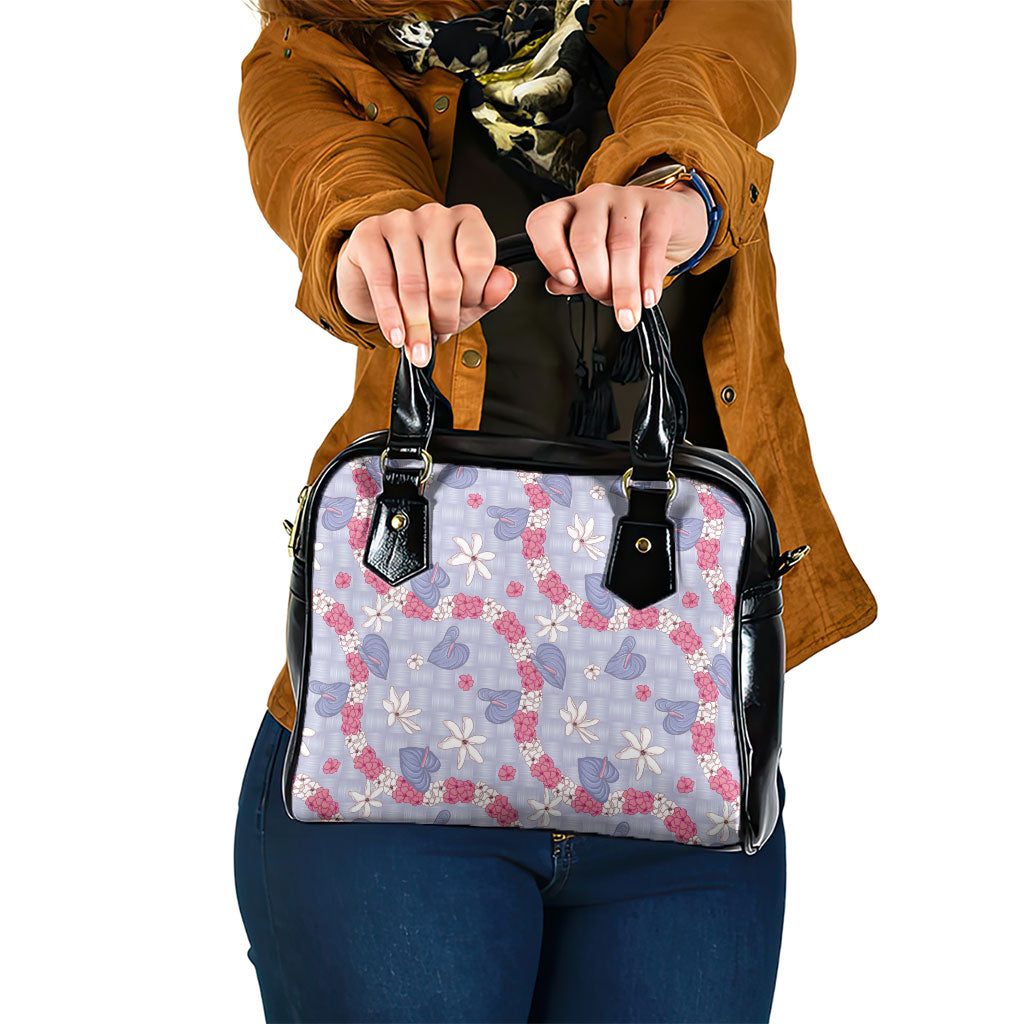 Hawaii Anthurium Tiare Pikake Lei Shoulder Handbag Poni Lauhala Art Pattern LT01 One Size Purple - Polynesian Pride