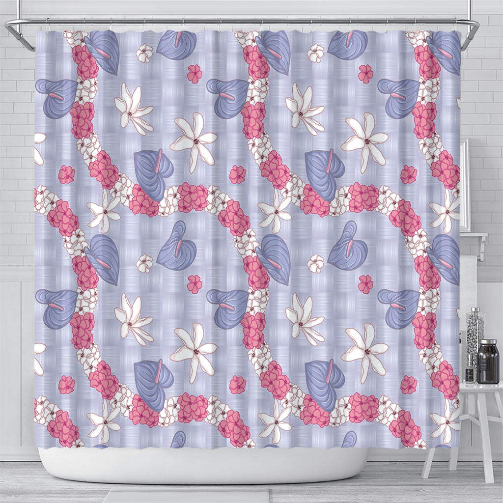 Hawaii Anthurium Tiare Pikake Lei Shower Curtain Poni Lauhala Art Pattern LT01 - Polynesian Pride