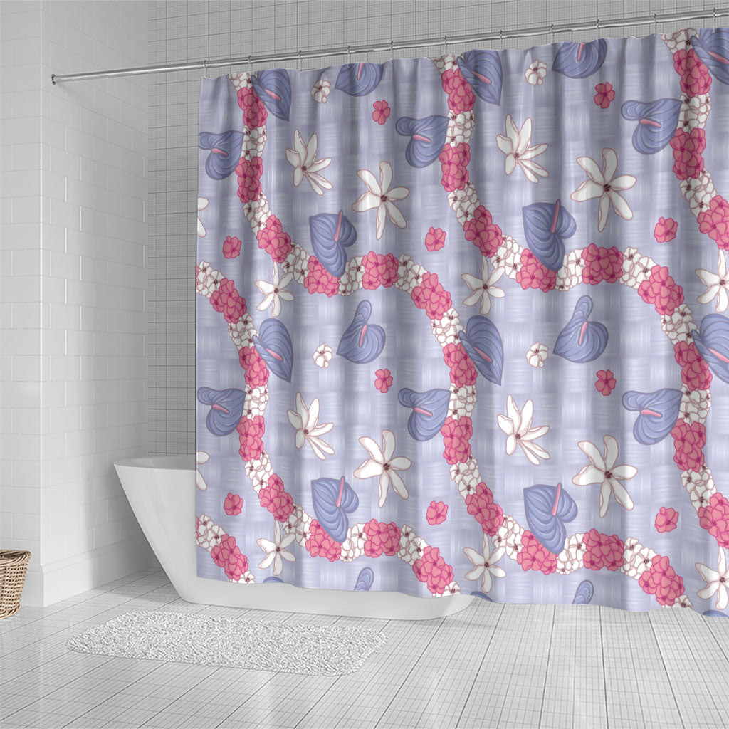 Hawaii Anthurium Tiare Pikake Lei Shower Curtain Poni Lauhala Art Pattern LT01 - Polynesian Pride