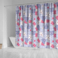 Hawaii Anthurium Tiare Pikake Lei Shower Curtain Poni Lauhala Art Pattern LT01 - Polynesian Pride