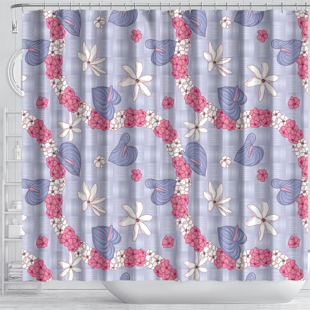Hawaii Anthurium Tiare Pikake Lei Shower Curtain Poni Lauhala Art Pattern LT01 - Polynesian Pride