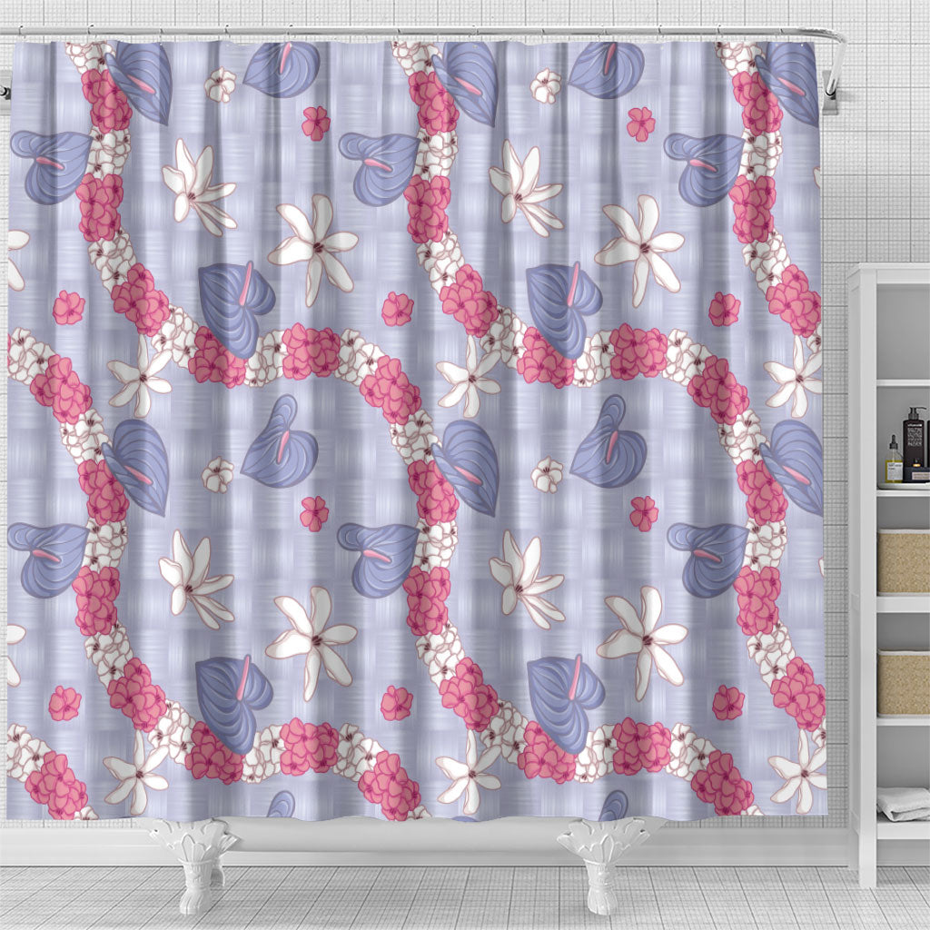 Hawaii Anthurium Tiare Pikake Lei Shower Curtain Poni Lauhala Art Pattern LT01 - Polynesian Pride