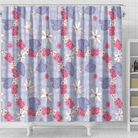 Hawaii Anthurium Tiare Pikake Lei Shower Curtain Poni Lauhala Art Pattern LT01 - Polynesian Pride