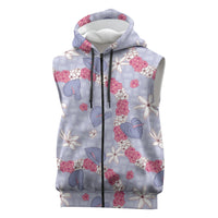 Hawaii Anthurium Tiare Pikake Lei Sleeveless Zip Hoodie Poni Lauhala Art Pattern LT01 Purple - Polynesian Pride