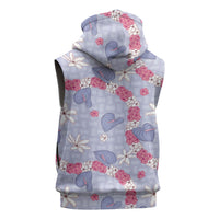 Hawaii Anthurium Tiare Pikake Lei Sleeveless Zip Hoodie Poni Lauhala Art Pattern LT01 - Polynesian Pride