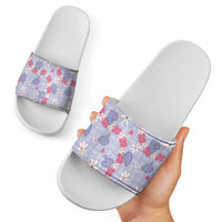 Hawaii Anthurium Tiare Pikake Lei Slide Sandals Poni Lauhala Art Pattern