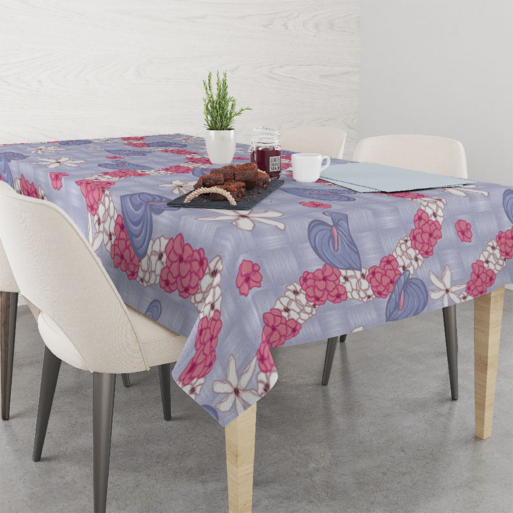 Hawaii Anthurium Tiare Pikake Lei Tablecloth Poni Lauhala Art Pattern LT01 - Polynesian Pride