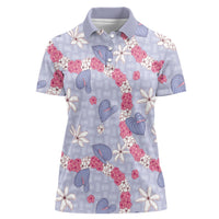 Hawaii Anthurium Tiare Pikake Lei Women Polo Shirt Poni Lauhala Art Pattern