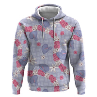 Hawaii Anthurium Tiare Pikake Lei Zip Hoodie Poni Lauhala Art Pattern