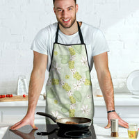 Hawaii Anthurium Tiare Pikake Lei Apron Sage Green Lauhala Art Pattern