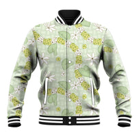 Hawaii Anthurium Tiare Pikake Lei Baseball Jacket Sage Green Lauhala Art Pattern