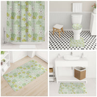 Hawaii Anthurium Tiare Pikake Lei Bathroom Set Sage Green Lauhala Art Pattern