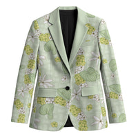 Hawaii Anthurium Tiare Pikake Lei Blazer Sage Green Lauhala Art Pattern LT01 Unisex Green - Polynesian Pride