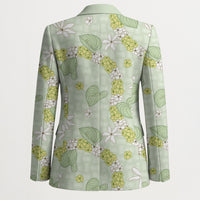 Hawaii Anthurium Tiare Pikake Lei Blazer Sage Green Lauhala Art Pattern LT01 - Polynesian Pride