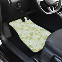 Hawaii Anthurium Tiare Pikake Lei Car Mats Sage Green Lauhala Art Pattern