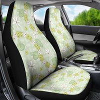 Hawaii Anthurium Tiare Pikake Lei Car Seat Cover Sage Green Lauhala Art Pattern LT01 - Polynesian Pride