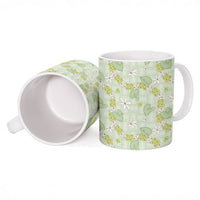 Hawaii Anthurium Tiare Pikake Lei Ceramic Mug Sage Green Lauhala Art Pattern