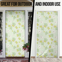 Hawaii Anthurium Tiare Pikake Lei Door Cover Sage Green Lauhala Art Pattern