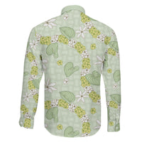 Hawaii Anthurium Tiare Pikake Lei Family Matching Mermaid Dress and Hawaiian Shirt Sage Green Lauhala Art Pattern