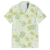 Hawaii Anthurium Tiare Pikake Lei Family Matching Puletasi and Hawaiian Shirt Sage Green Lauhala Art Pattern LT01 Dad's Shirt - Short Sleeve Green - Polynesian Pride
