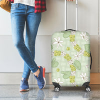 Hawaii Anthurium Tiare Pikake Lei Luggage Cover Sage Green Lauhala Art Pattern
