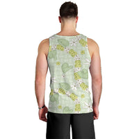 Hawaii Anthurium Tiare Pikake Lei Men Tank Top Sage Green Lauhala Art Pattern