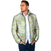 Hawaii Anthurium Tiare Pikake Lei Padded Jacket Sage Green Lauhala Art Pattern