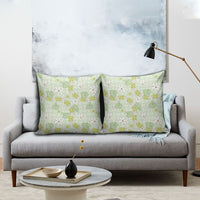 Hawaii Anthurium Tiare Pikake Lei Pillow Cover Sage Green Lauhala Art Pattern