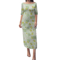 Hawaii Anthurium Tiare Pikake Lei Puletasi Sage Green Lauhala Art Pattern